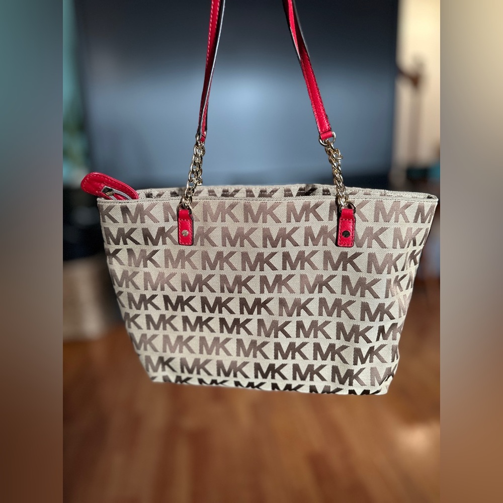 Michael Kors Mk Tan Canvas Signature Tote